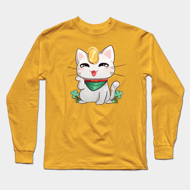 Lucky Cat Long Sleeve T-Shirt by DawnDragon Art